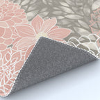 Festive, Floral Pattern Dahlias, Pink, Gray, White Rug Gallery Image 4
