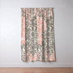 Festive, Floral Pattern Dahlias, Pink, Gray, White Window Curtain Gallery Image 3