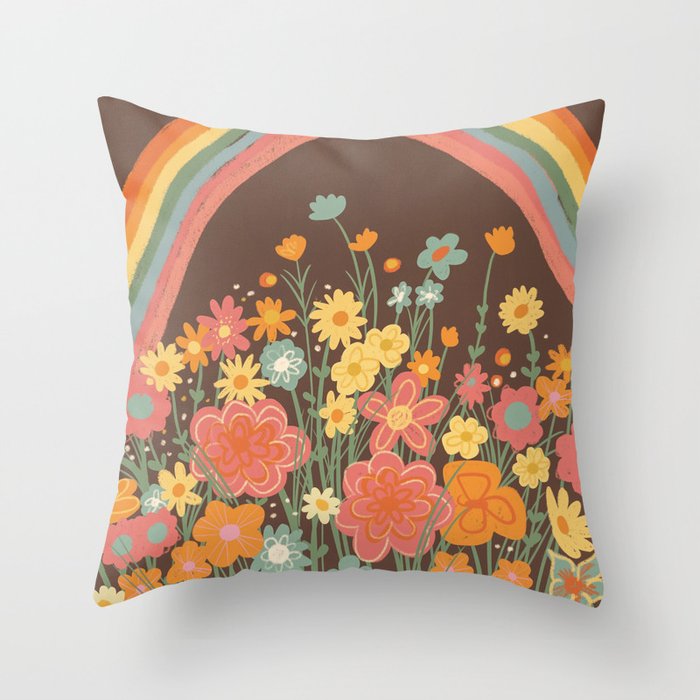 Rainbow garden Throw Pillow Gallery Image 1