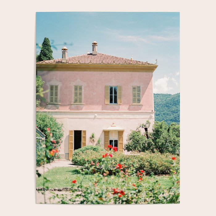 The Pink Villa | Villa Pizzo, Lake Como | Italy Travel Photography Poster Gallery Image 1