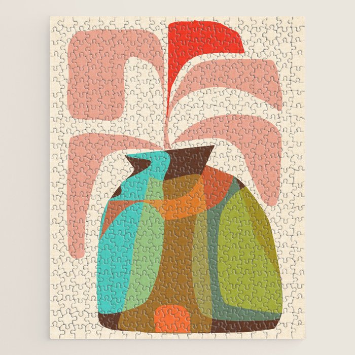 Abso 03 Colored Vase With Red Plant Jigsaw Puzzle Gallery Image 1