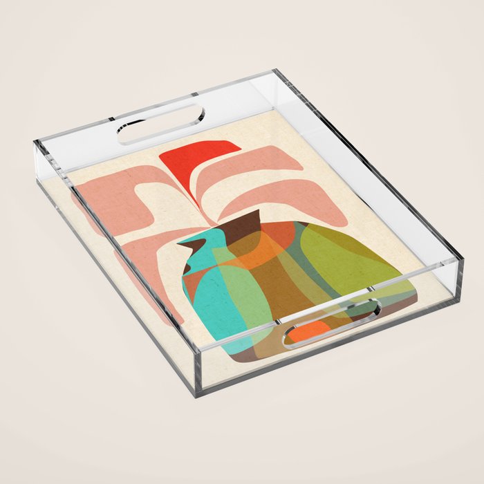 Abso 03 Colored Vase With Red Plant Acrylic Tray Gallery Image 1