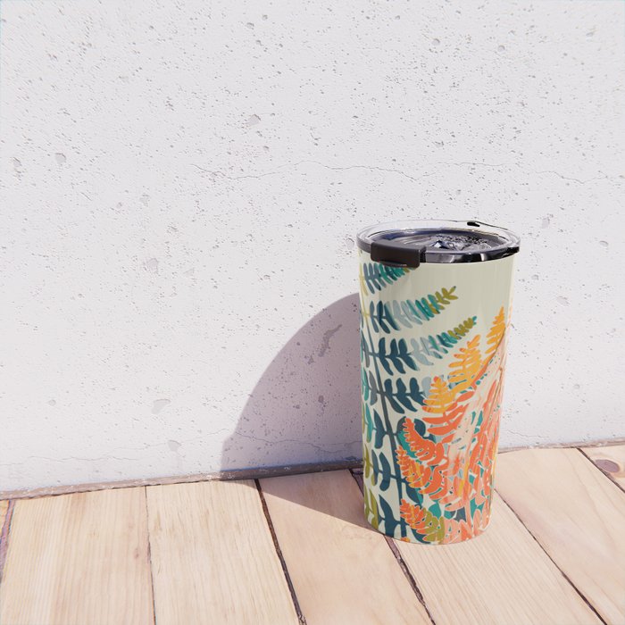 colorful fern leaves Travel Mug Gallery Image 4