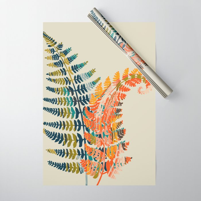 colorful fern leaves Wrapping Paper Gallery Image 1