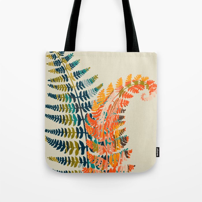 colorful fern leaves Tote Bag Gallery Image 1