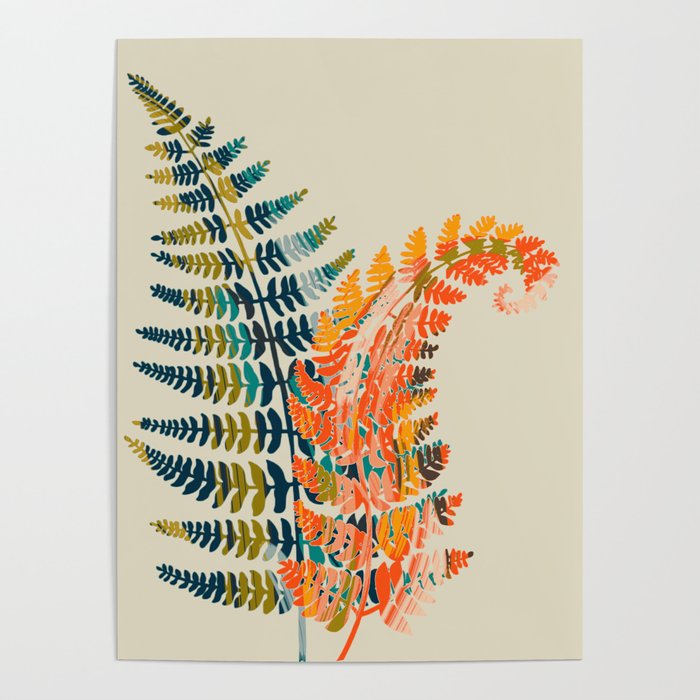 colorful fern leaves Poster Gallery Image 4