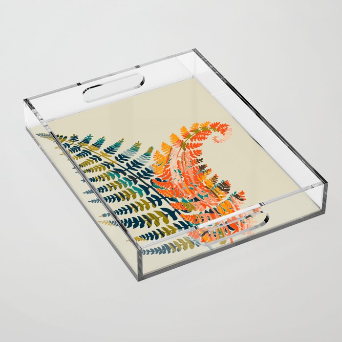 colorful fern leaves Acrylic Tray Gallery Image 1