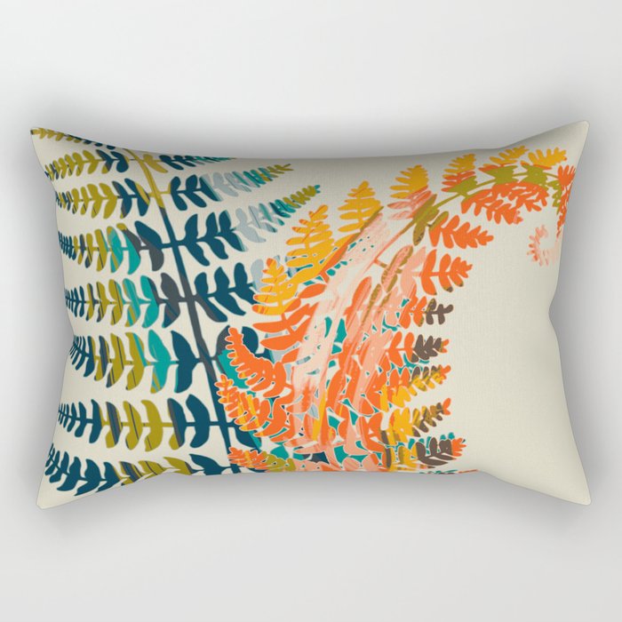colorful fern leaves Rectangular Pillow Gallery Image 1