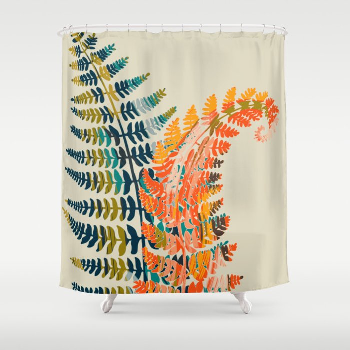 colorful fern leaves Shower Curtain Gallery Image 1