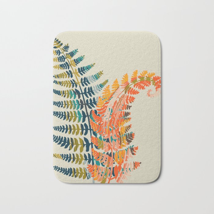 colorful fern leaves Bath Mat Gallery Image 1