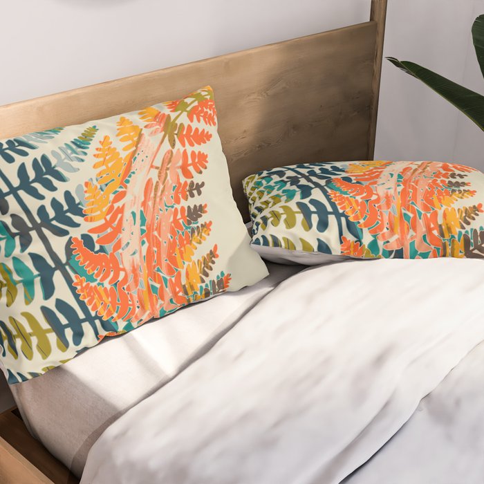 colorful fern leaves Pillow Sham Gallery Image 2