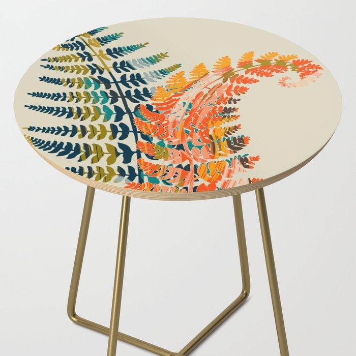 colorful fern leaves Side Table Gallery Image 2