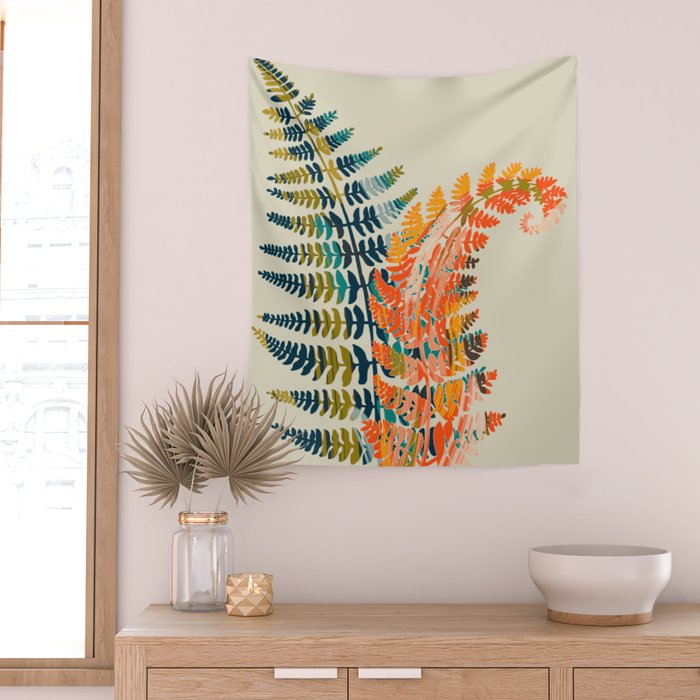 colorful fern leaves Wall Tapestry Gallery Image 2