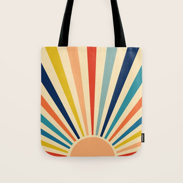 60s retro sun  Tote Bag Gallery Image 1