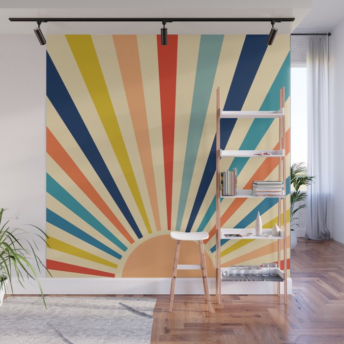 60s retro sun  Wall Mural Gallery Image 1