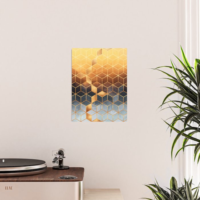 Golden Gradient Cubes Poster Gallery Image 2