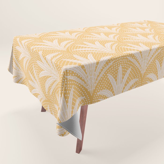 Boho Rustic Palm Radiance Butter Yellow Tablecloth Gallery Image 1