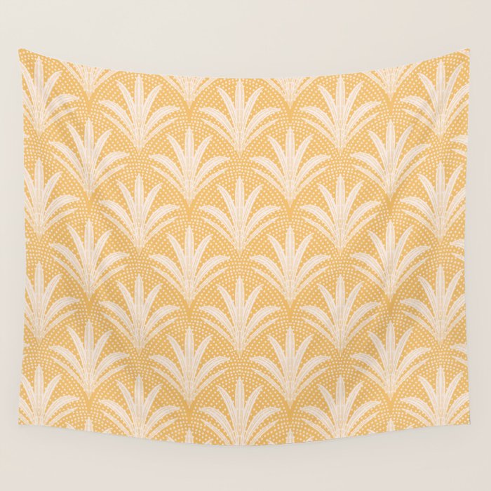 Boho Rustic Palm Radiance Butter Yellow Wall Tapestry Gallery Image 4