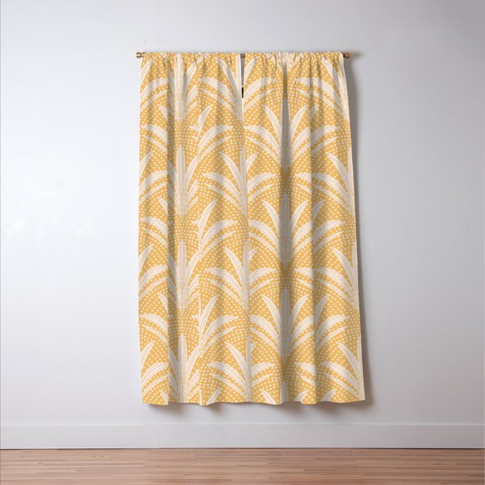 Boho Rustic Palm Radiance Butter Yellow Window Curtain Gallery Image 3