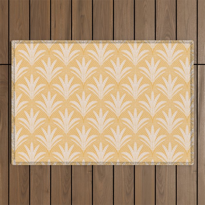 Boho Rustic Palm Radiance Butter Yellow Outdoor Rug Gallery Image 1