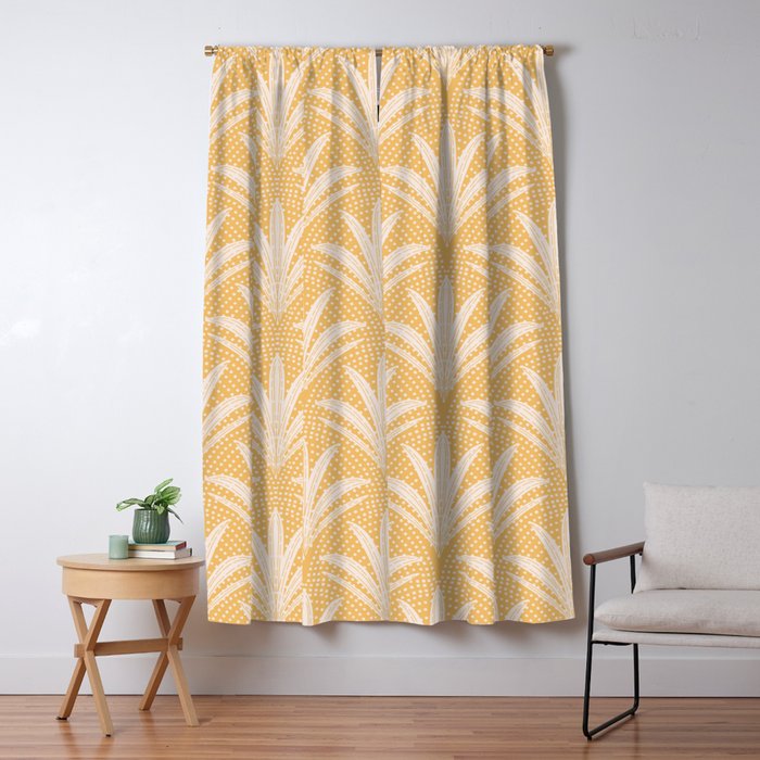Boho Rustic Palm Radiance Butter Yellow Window Curtain Gallery Image 5