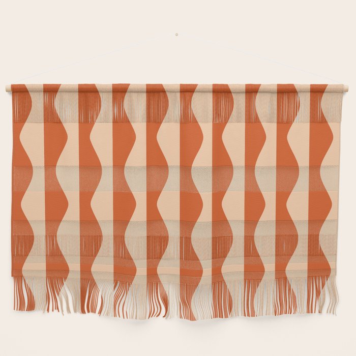 Retro Wavy Lines Pattern in Burnt Orange & Peach Wall Hanging Gallery Image 1