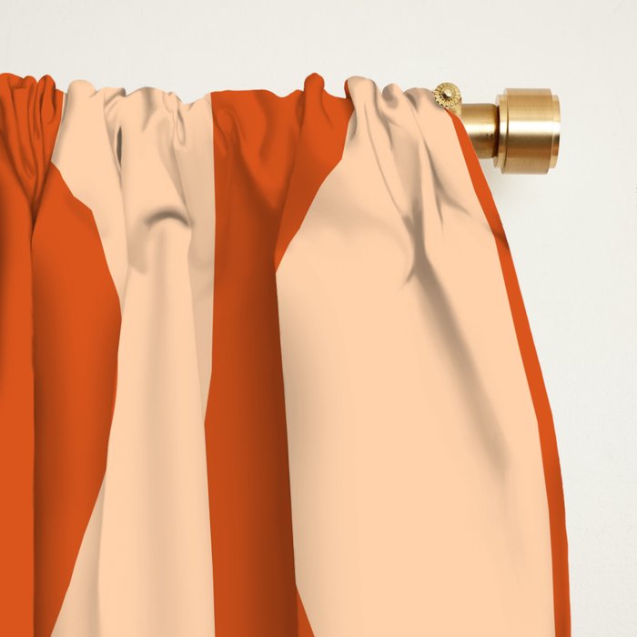 Retro Wavy Lines Pattern in Burnt Orange & Peach Window Curtain Gallery Image 2