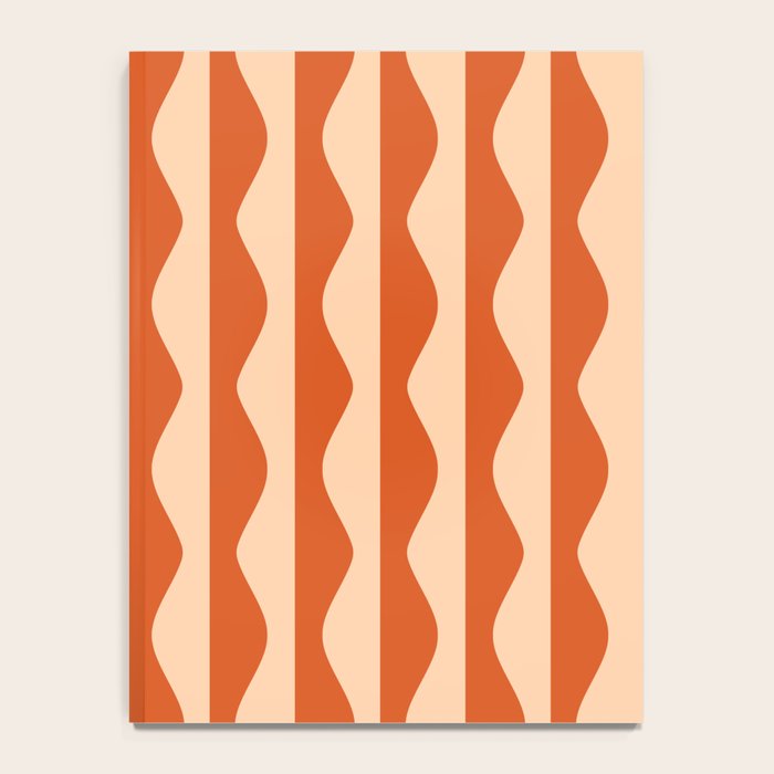 Retro Wavy Lines Pattern in Burnt Orange & Peach Notebook Gallery Image 4
