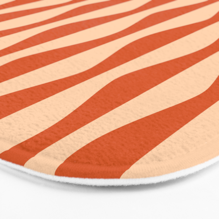 Retro Wavy Lines Pattern in Burnt Orange & Peach Bath Mat Gallery Image 3