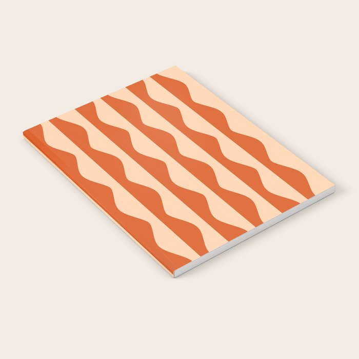 Retro Wavy Lines Pattern in Burnt Orange & Peach Notebook Gallery Image 2