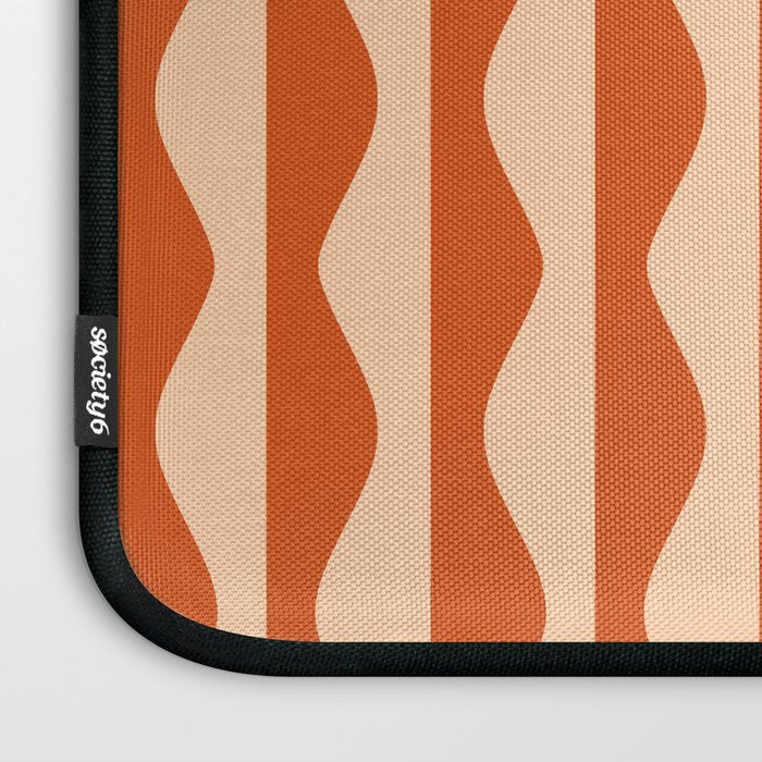 Retro Wavy Lines Pattern in Burnt Orange & Peach Laptop Sleeve Gallery Image 3