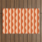 Retro Wavy Lines Pattern in Burnt Orange & Peach Outdoor Rug Gallery Image 1