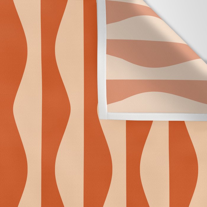 Retro Wavy Lines Pattern in Burnt Orange & Peach Wall Tapestry Gallery Image 3