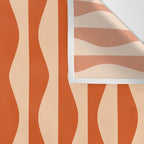 Retro Wavy Lines Pattern in Burnt Orange & Peach Wall Tapestry Gallery Image 3