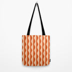 Retro Wavy Lines Pattern in Burnt Orange & Peach Tote Bag Gallery Image 2