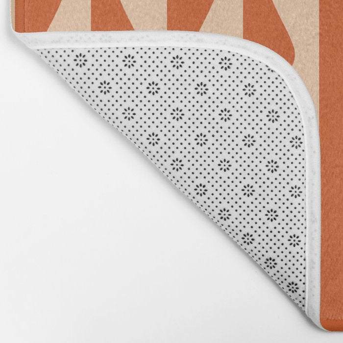 Retro Wavy Lines Pattern in Burnt Orange & Peach Bath Mat Gallery Image 2
