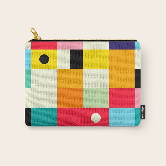 Geometric Bauhaus Pattern | Retro Arcade Video Game | Abstract Shapes Carry All Pouch Gallery Image 1