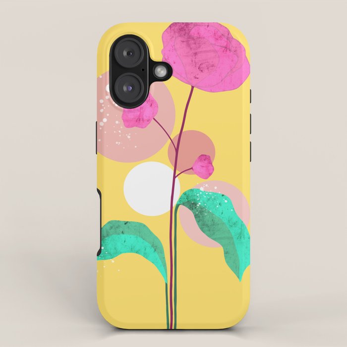 The Rare Bloom, Abstract Nature Floral Graphic, Eclectic Bohemian Modern, Pop of Color Illustration iPhone Case Gallery Image 1
