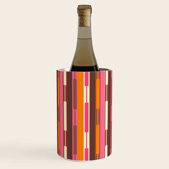Eclectic Geo Chain Vertical Stripes Pattern Brown Orange Pink Wine Chiller Gallery Image 2