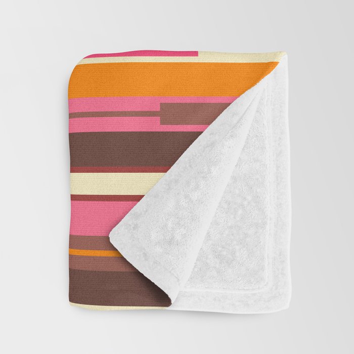 Eclectic Geo Chain Vertical Stripes Pattern Brown Orange Pink Throw Blanket Gallery Image 3