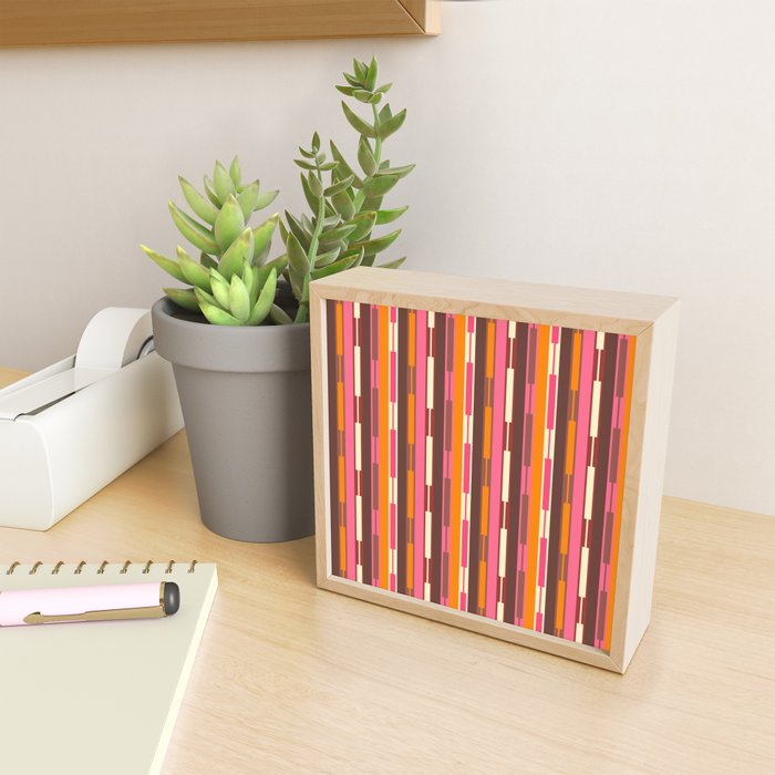 Eclectic Geo Chain Vertical Stripes Pattern Brown Orange Pink Mini Art Print Gallery Image 2