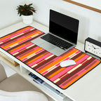 Eclectic Geo Chain Vertical Stripes Pattern Brown Orange Pink Desk Mat Gallery Image 2
