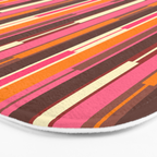 Eclectic Geo Chain Vertical Stripes Pattern Brown Orange Pink Bath Mat Gallery Image 3