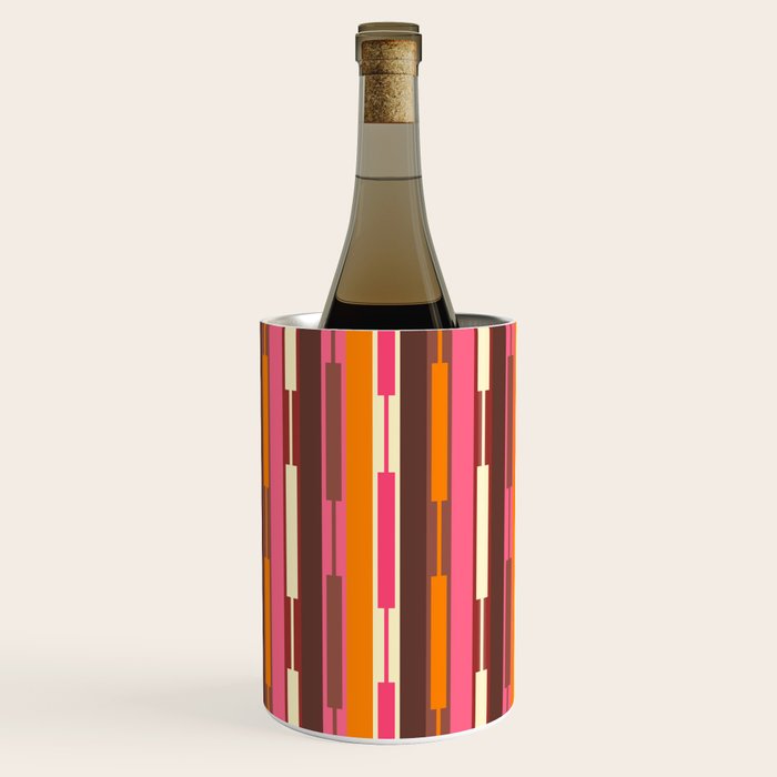 Eclectic Geo Chain Vertical Stripes Pattern Brown Orange Pink Wine Chiller Gallery Image 1