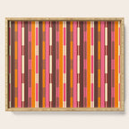Eclectic Geo Chain Vertical Stripes Pattern Brown Orange Pink Serving Tray Gallery Image 1