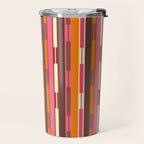 Eclectic Geo Chain Vertical Stripes Pattern Brown Orange Pink Travel Mug Gallery Image 2