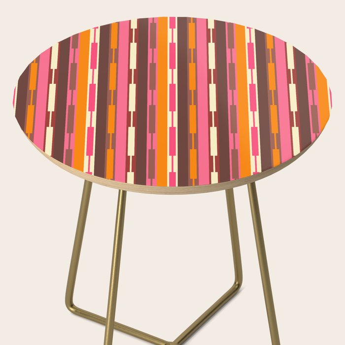 Eclectic Geo Chain Vertical Stripes Pattern Brown Orange Pink Side Table Gallery Image 2