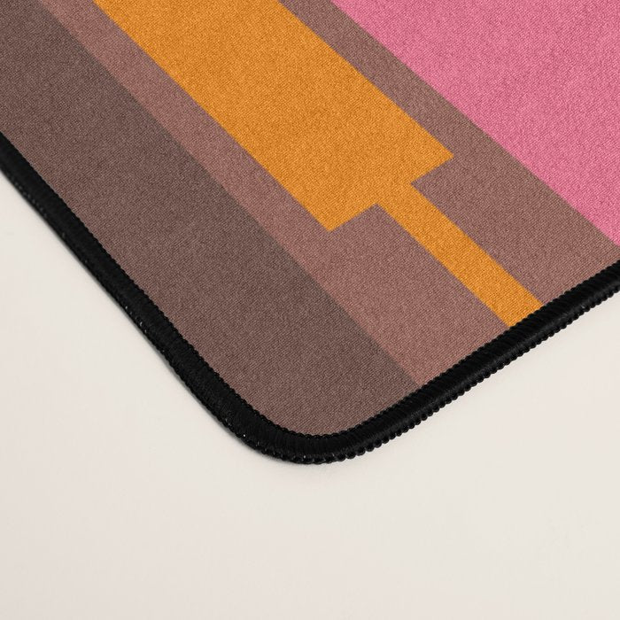 Eclectic Geo Chain Vertical Stripes Pattern Brown Orange Pink Desk Mat Gallery Image 4