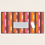 Eclectic Geo Chain Vertical Stripes Pattern Brown Orange Pink Desk Mat Gallery Image 1