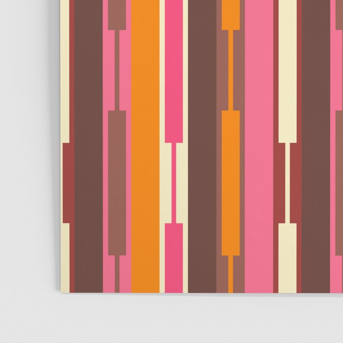 Eclectic Geo Chain Vertical Stripes Pattern Brown Orange Pink Poster Gallery Image 3